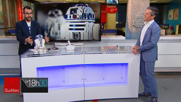 Jean-François Blanchet et Bruno Savard sur le plateau du Téléjournal Québec.