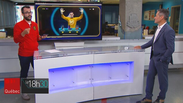 Jean-François Blanchet et Bruno Savard sur le plateau du Téléjournal Québec.