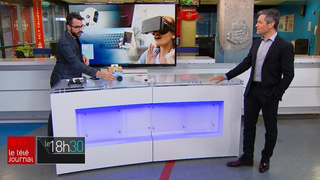 Jean-François Blanchet et Bruno Savard sur le plateau du Téléjournal Québec.