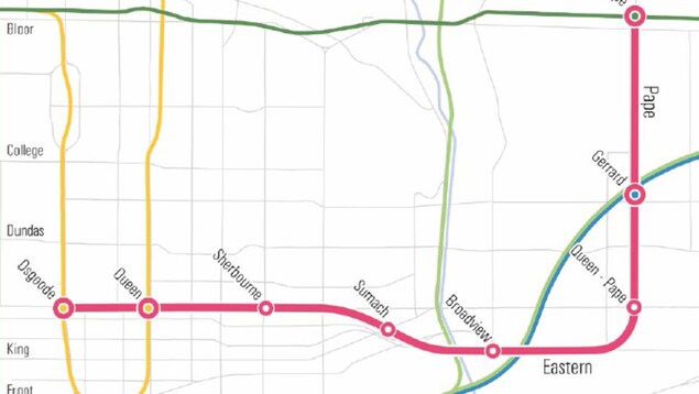 Le tracé de la ligne de la nouvelle ligne de métro à Toronto Le tracé de la ligne de la nouvelle ligne de métro à Toronto