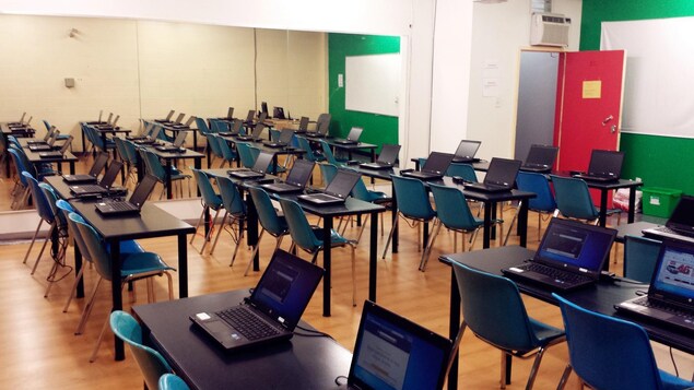 Un local de cours de l'Institut MATCI, rue Sainte-Catherine Ouest, à Montréal.