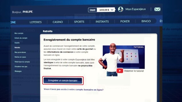 Capture d'écran d'un tutoriel de Loto-Québec.