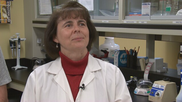 Lucie Germain accorde une entrevue à l'animateur Bruno Savard dans un laboratoire du LOEX. Lucie Germain accorde une entrevue à l'animateur Bruno Savard dans un laboratoire du LOEX.