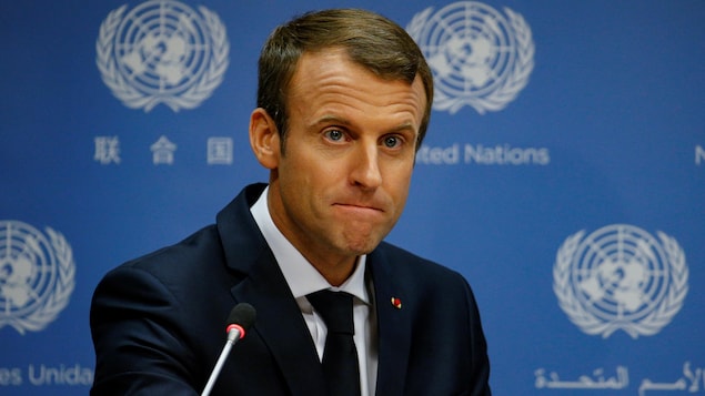 Le président français Emmanuel Macron lors d’une conférence de presse en marge de l'Assemblée générale annuelle de l'ONU, à New York