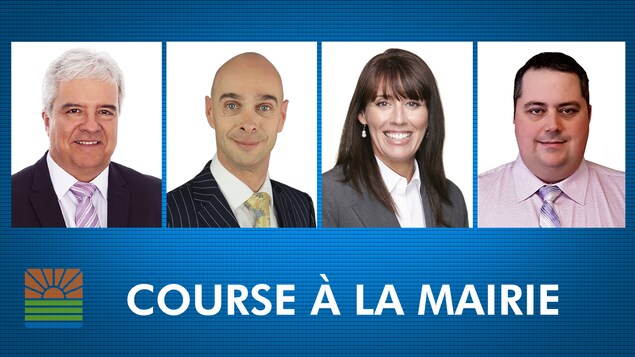 De gauche à droite, Pierre Chassé, Djanick Michaud, Chantal Pilon et Frédéric Rioux, les quatre candidats déclarés à la mairie de Rimouski en vue des élections municipales de novembre 2017 De gauche à droite, Pierre Chassé, Djanick Michaud, Chantal Pilon et Frédéric Rioux, les quatre candidats déclarés à la mairie de Rimouski en vue des élections municipales de novembre 2017
