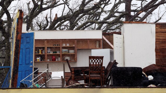 Une maison complètement détruite par un ouragan.