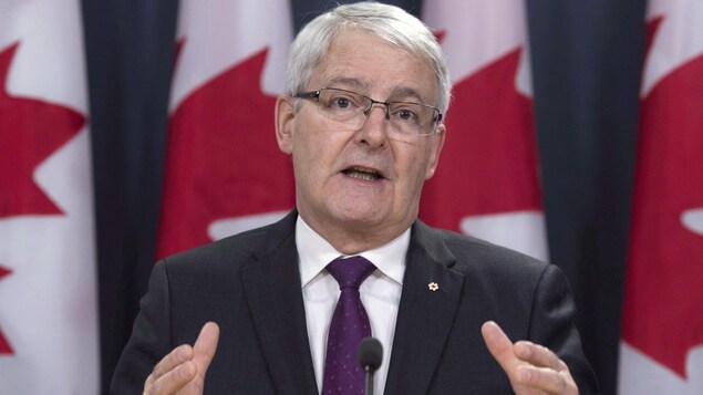 Transport Minister Mark Corneo discusses aviation security during a press conference in Ottawa on Thursday, February 23, 2017