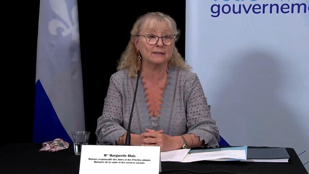 Marguerite Blais en conférence de presse.