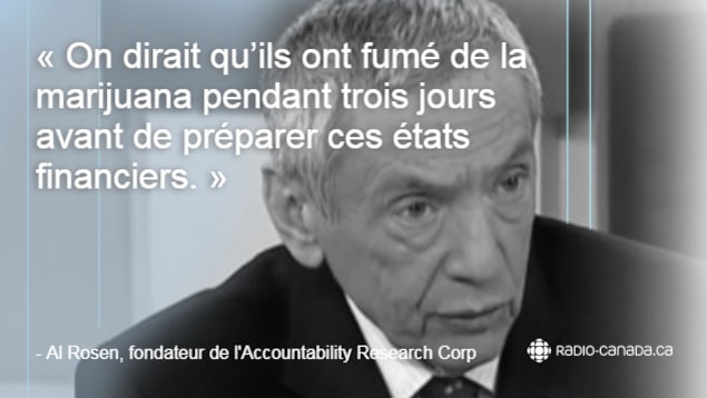 Une photo de Al Rosen avec une citation par dessus qui dit: On dirait qu’ils ont fumé de la marijuana pendant trois jours avant de préparer ces états financiers. Une photo de Al Rosen avec une citation par dessus qui dit: On dirait qu’ils ont fumé de la marijuana pendant trois jours avant de préparer ces états financiers.