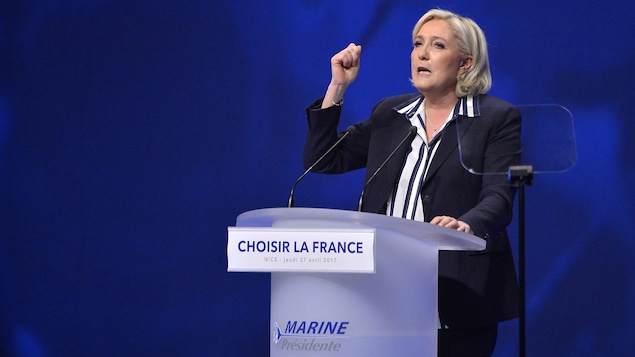 La candidate d'extrême droite Marine Le Pen lors d'un rassemblement à Nice, jeudi.