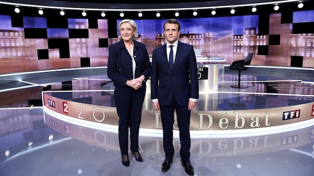 Marine Le Pen et Emmanuel Macron, à l'occasion de l'unique débat en vue du second tour de l'élection présidentielle française.