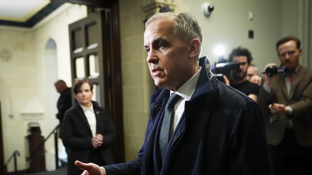 Mark Carney répond aux questions de la journaliste Laurence Martin à Ottawa.