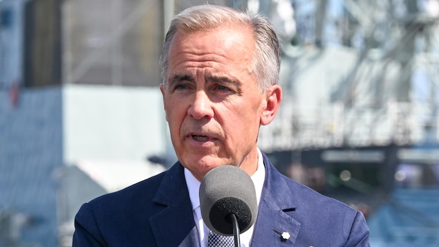 Prime Minister Mark Carney during a press conference in Quebec city. 