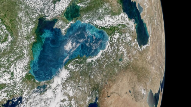 Un cliché dévoilée par la NASA le 12 juin 2017 montre comment une partie de la mer Noire est devenue turquoise. Un cliché dévoilée par la NASA le 12 juin 2017 montre comment une partie de la mer Noire est devenue turquoise.