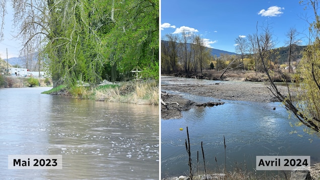Dos fotos comparativas de las aguas fluviales.