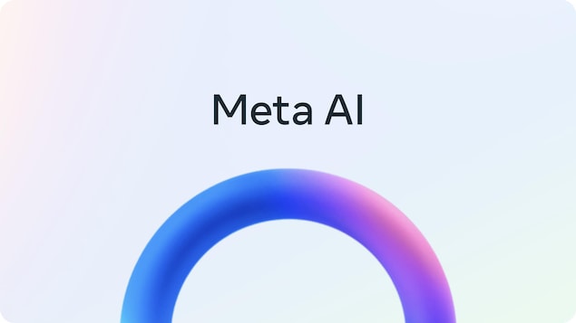 Une demi sphère pourpre, avec l'écriteau «Meta AI» au dessus. 