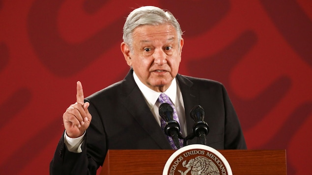 Le président du Mexique Andres Manuel Lopez Obrador lors d'une conférence de presse au palais national à Mexico.