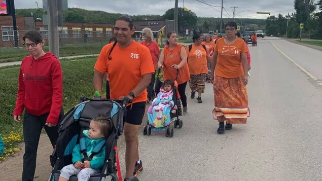 Michael Eshkawkogan ran, walked and biked some 150 kilometres in 2021 from Wiikwemkoong to the Spanish Indian Residential School his grandmother was forced to attend. He recently found out he had an uncle who died while at that institution. (Submitted by Michael Eshkawkogan)