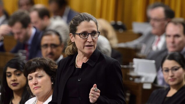 La ministre des Affaires étrangères Chrystia Freeland pendant la période de questions aux Communes.