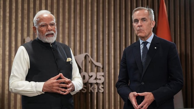 Narendra Modi and Mark Carney at the G7 summit.