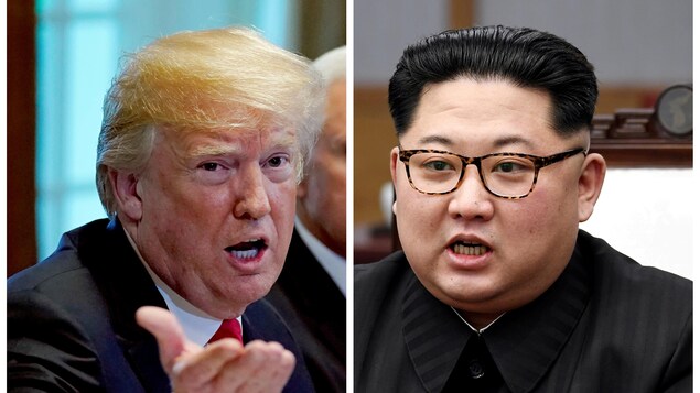 À gauche : le président américain Donald Trump. À droite : le dirigeant nord-coréen Kim Jong-un. À gauche : le président américain Donald Trump. À droite : le dirigeant nord-coréen Kim Jong-un.