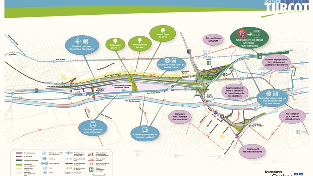 La dalle est bien visible sur ce plan du Ministère des Transports du Québec dévoilé en 2010. La dalle est bien visible sur ce plan du Ministère des Transports du Québec dévoilé en 2010.