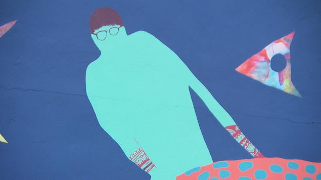 Peinture d'une silhouette bleue portant des lunettes Peinture d'une silhouette bleue portant des lunettes
