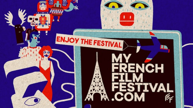 Affiche dessinée du festival MyFrenchFilmFestival.