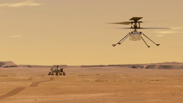 Illustration de la NASA de ses appareils sur Mars.