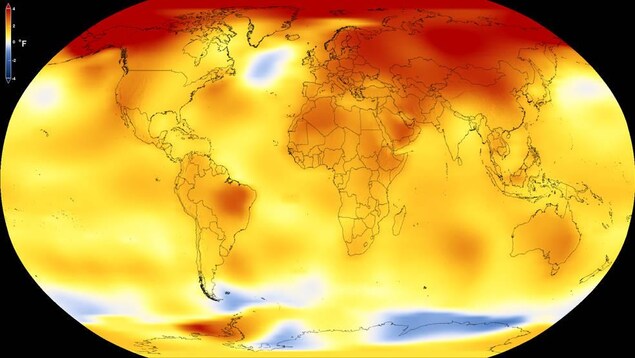 Carte des températures moyennes globales en 2017.