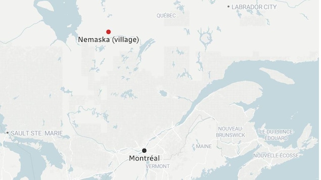 Un mapa que muestra a Montreal y Nemaska.