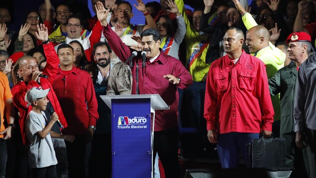 Le président du Venezuela, Nicolas Maduro, s’adresse à ses partisans à la suite de sa réélection, à Caracas, le 20 mai 2018.