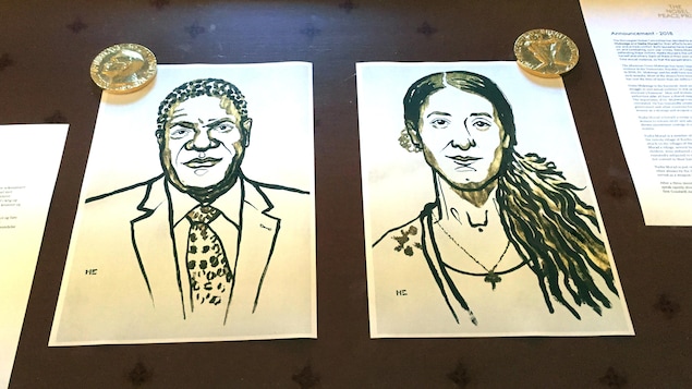Des dessins en noir et blanc de deux personnages.