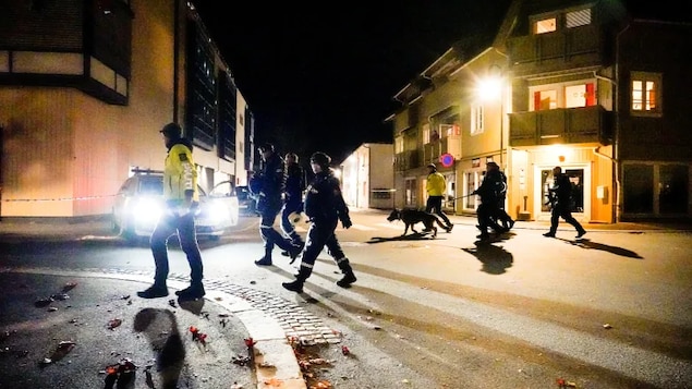 Police investigate after several people were killed and others were injured by a man authorities said used a bow and arrows to carry out the attacks, in Kongsberg, Norway, on Oct. 13, 2021.