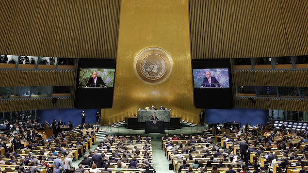 L'Assemblée générale de l'ONU durant l'intervention de son secrétaire général, Antonio Guterres.
