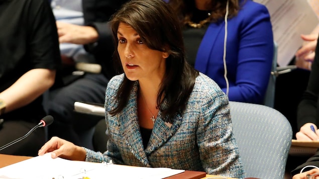 L'ambassadrice américaine aux Nations unies, Nikki Haley. L'ambassadrice américaine aux Nations unies, Nikki Haley.