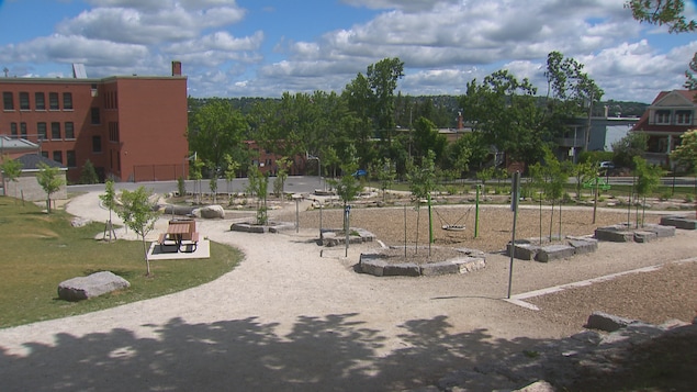Le parc d'une école.