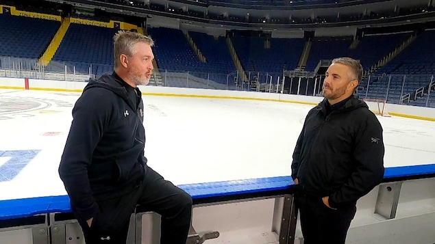 Patrick Roy et le journaliste Jean-Philippe Martin