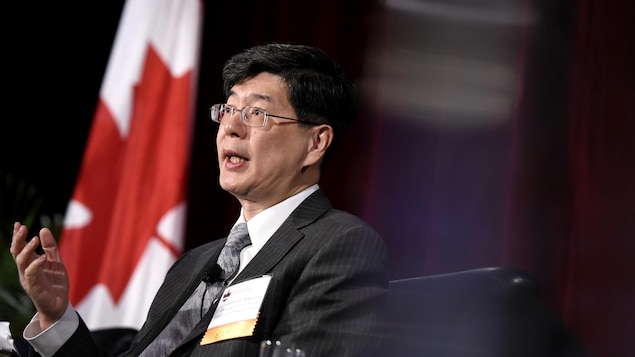 Ambassador of China to Canada Cong Peiwu speaks at a conference in Ottawa in 2020. Cong demanded the University of Ottawa to prohibit the presence of cameras in the room where he gave a lecture Monday.