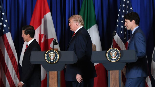 L'ex-président mexicain Enrique Pena Nieto, le président américain Donald Trump et le premier ministre canadien Justin Trudeau.