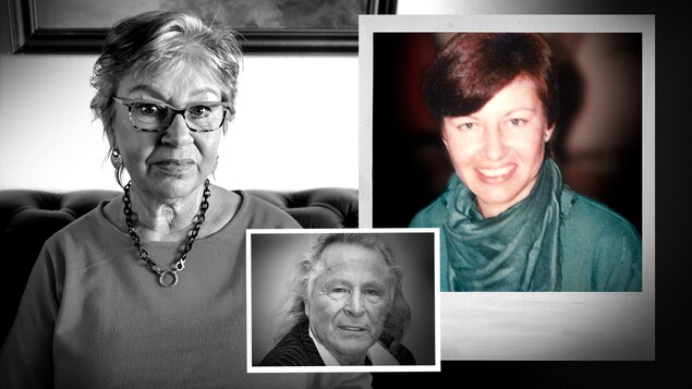 À gauche, une photo actuelle de Jonna Laursen avec, à droite, une photo de Jonna Laursen dans les années 80 et une photo de Peter Nygard au milieu.