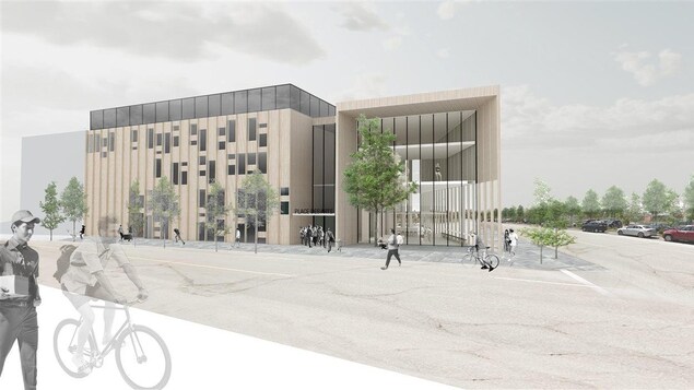 Dessin de l'édifice de la future Place des arts de Sudbury Dessin de l'édifice de la future Place des arts de Sudbury