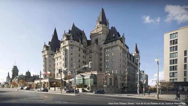 Le projet d'agrandissement du Château Laurier, vu de la rue Rideau et de l'avenue Mackenzie Le projet d'agrandissement du Château Laurier, vu de la rue Rideau et de l'avenue Mackenzie