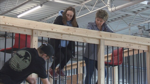 Les spectateurs peuvent s'installer sur une mezzanine pour regarder les sportifs en action. Les spectateurs peuvent s'installer sur une mezzanine pour regarder les sportifs en action.