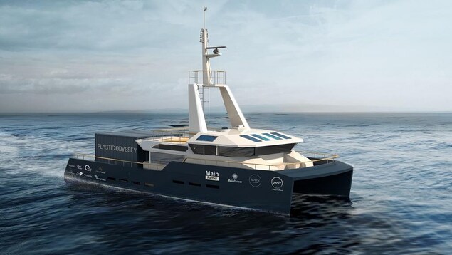 Un bateau de type catamaran sera utilisé par l'équipe Plastic Odyssey d'ici 2020 pour tenter de nettoyer une partie de la pollution par le plastique des océans. Un bateau de type catamaran sera utilisé par l'équipe Plastic Odyssey d'ici 2020 pour tenter de nettoyer une partie de la pollution par le plastique des océans.