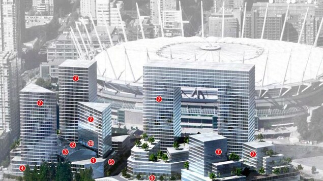 Un plan de construction pour une place publique à Vancouver.