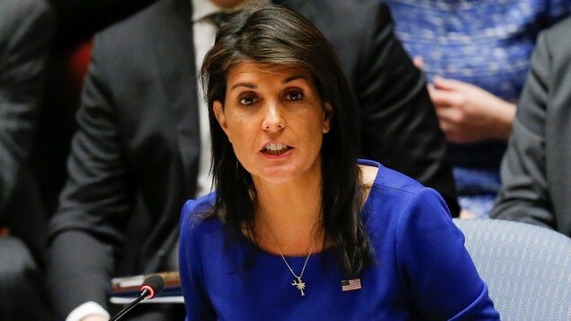 L'ambassadrice des États-Unis à l'ONU, Nikki Haley. L'ambassadrice des États-Unis à l'ONU, Nikki Haley.