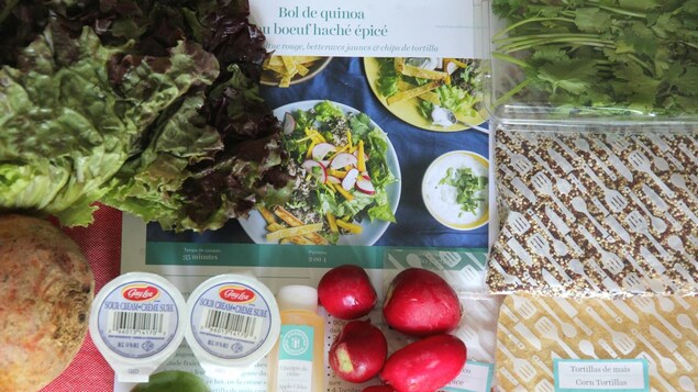 Les ingrédients réunis pour la recette de bol de quinoa au bœuf haché épicé de Marché Goodfood Les ingrédients réunis pour la recette de bol de quinoa au bœuf haché épicé de Marché Goodfood