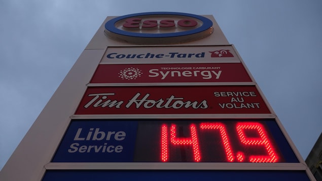 Une enseigne affichant le prix de l'essence.