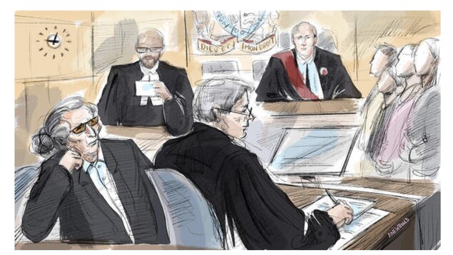 Une illustration judiciaire de Peter Nygard lors de la sélection du jury.